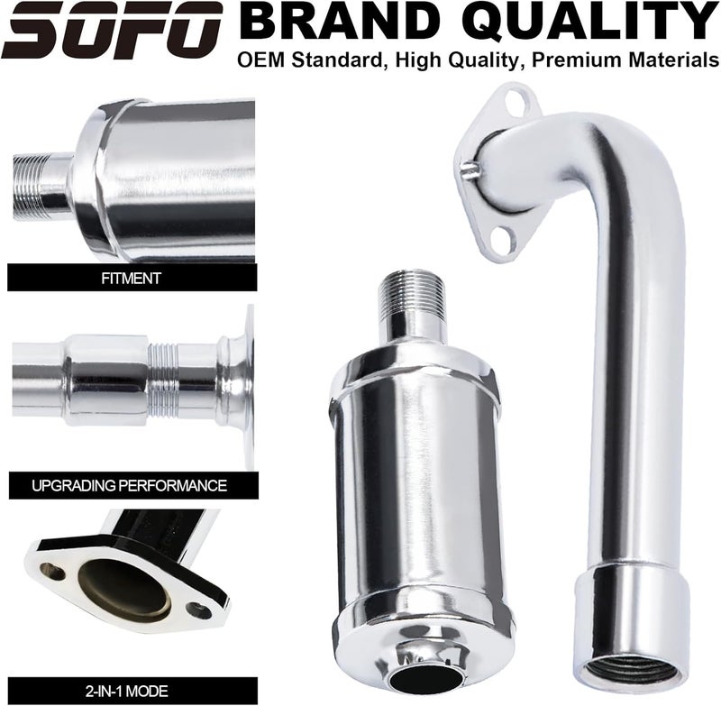 Sofo Upgraded Exhaust Header Pipe Muffler for Predator 212cc Coleman CT200u BT200X KT196 B200R Baja MB200 Go Kart Mini Bike for 196cc 224cc 200cc Performance Parts w/Heat Shield Tape - Image 2